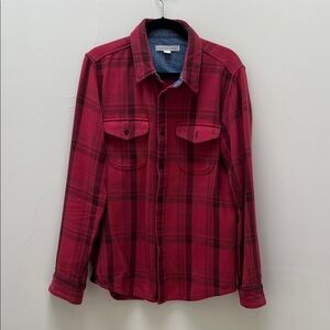 Outerknown Red and Black Plaid Blanket Shirt